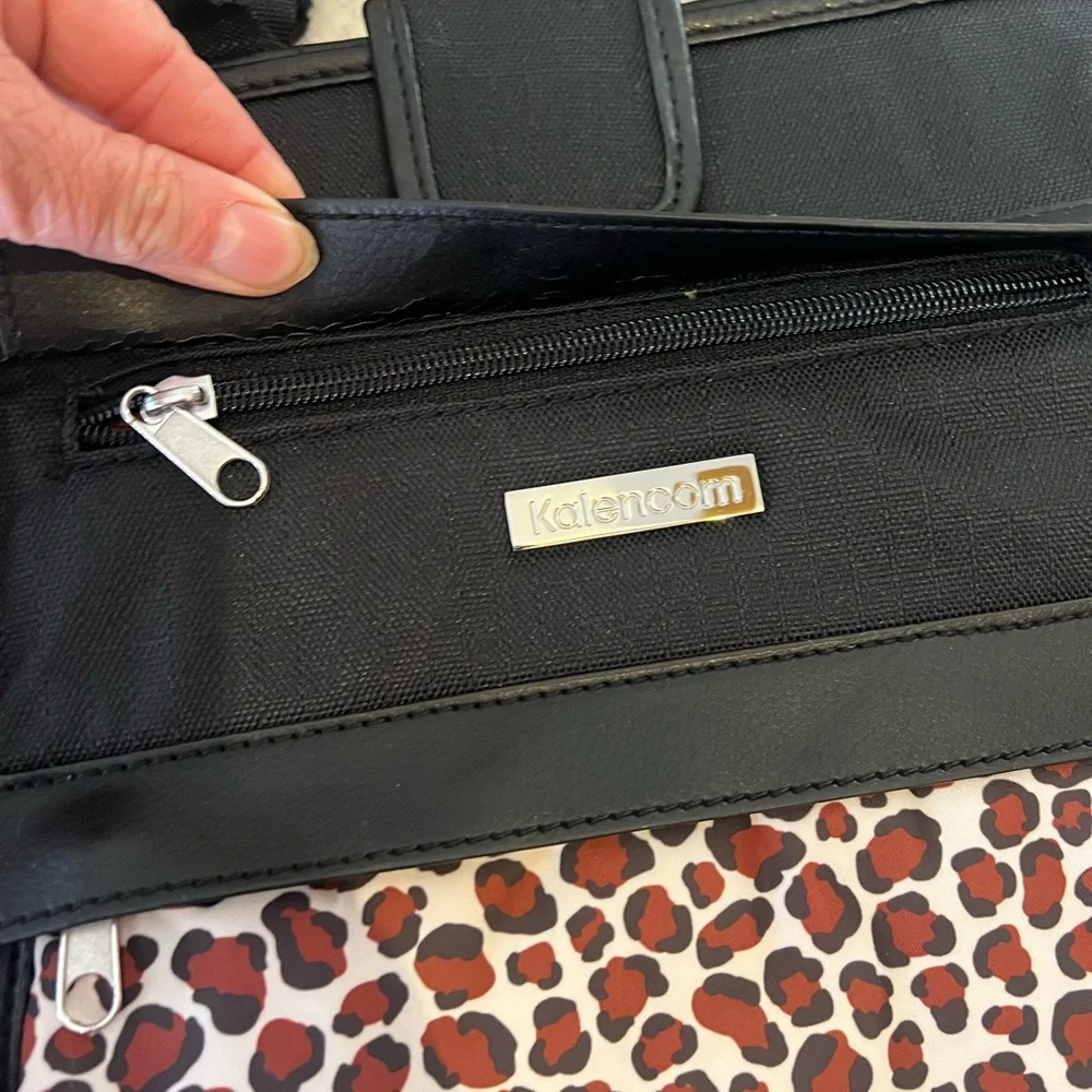Kalencom Nola Tote Black and Leopard Print Diaper Bag